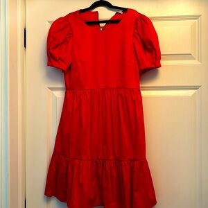 Bright Poppy (red)Alice and Olivia dress size 4.  Cute puff sleeve, mini dress.